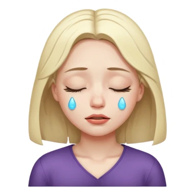 Girl with closed eyes crying meme sticker