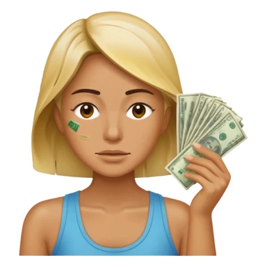 Emoji sweating and fanned with miney sticker