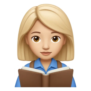 Apple Memoji-style 3D emoji of a calm counselor character with a notebook, soft shading, rounded shapes, warm colors, no background.
 sticker