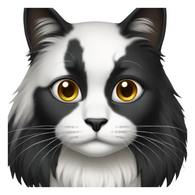 half Black and half white long hair cat with black bottom jaw sticker