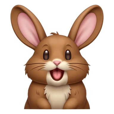 Cinematic Cute Yawning Brown Rabbit Portrait Emoji, Head tilted slightly with a dramatic, wide-open yawn, showcasing a smooth, rich brown fur with floppy ears, round brown eyes barely open in drowsy contentment, Simplified yet irresistibly adorable features, highly detailed, glowing with a soft, cozy glow, high shine, relaxed yet expressive, stylized with a touch of whimsy, bright and endearing, soft glowing outline, capturing the essence of a sleepy yet affectionate bunny, so drowsy it feels like it could stretch out of the screen and curl up for a nap! sticker