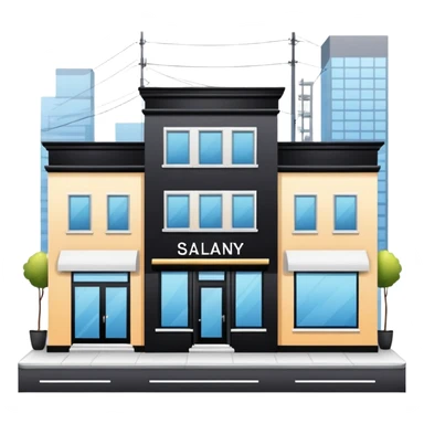 three beauty salon buildings connected by lines sticker