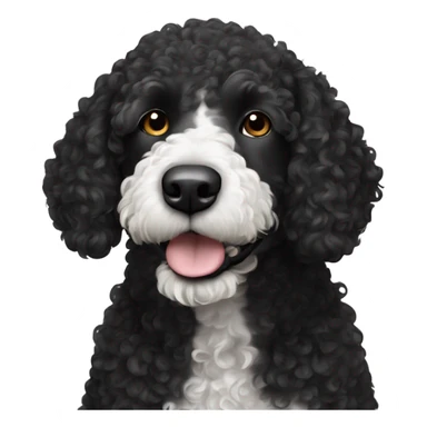 Spanish curly water dog black with white little spot only on its chest sticker