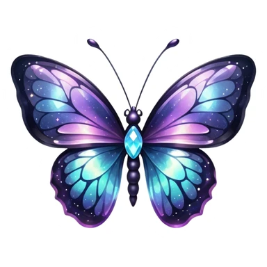 Dark Nebula Sparkly glossy glittery Pastel iridescent transparent bio-luminescent glass crystal butterfly sticker