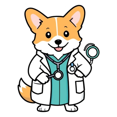 Corgi doctor sticker