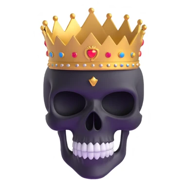 3D skull wearing a ski mask and a golden crown sticker