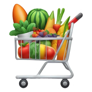 Minimalistic and modern logo for a grocery store 'РакетаМаркет' (Rocket Market). Incorporate a rocket and fresh food elements like fruits or a shopping cart. Use bold, futuristic typography with vibrant colors like green, orange, or red. sticker