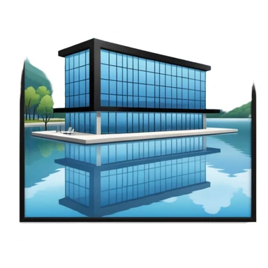 hotel by a lake sticker