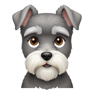 Cinematic Noble Miniature Schnauzer Portrait Emoji, Standing with a proud and stately demeanor, showcasing a sharply defined, salt-and-pepper fur with distinguished eyebrows and a confident, alert expression, simplified yet exquisitely detailed, glowing with a refined, dignified radiance, high shine, exuding intelligence and classic noble charm, soft glowing outline, capturing the essence of a noble Miniature Schnauzer that commands attention with effortless style! sticker