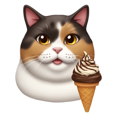 Fat calico cat with chocolate icecream sticker
