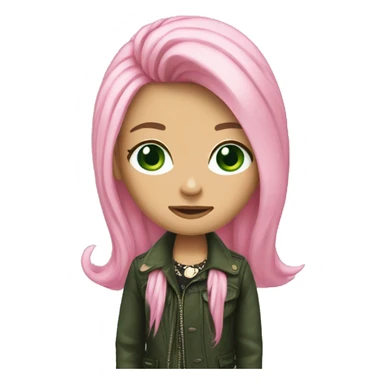 pink-punk-brunet-long-hair-green eyes sticker