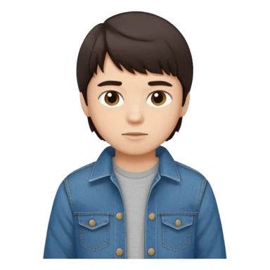 boy dark brown hair with bangs with straight eyebrows folding clothes  sticker