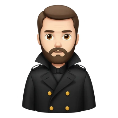 bearded man in black in black trenchcoat  sticker