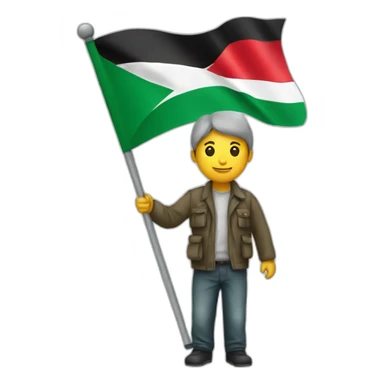 man with a flag free palestine sticker