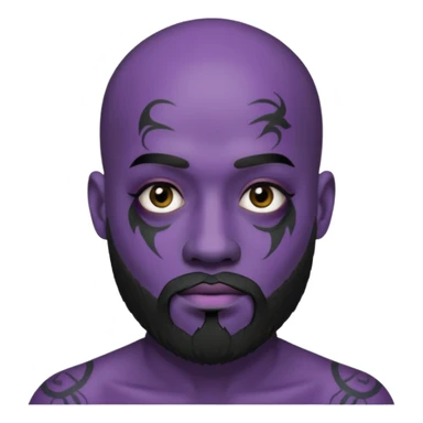 bald purple bearded man with black face tattoo sticker
