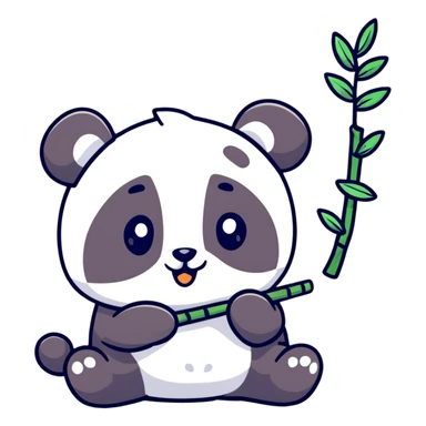 Adorable panda eating bamboo sticker