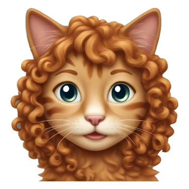 Curly Red haired girl hildung tabby cat sticker