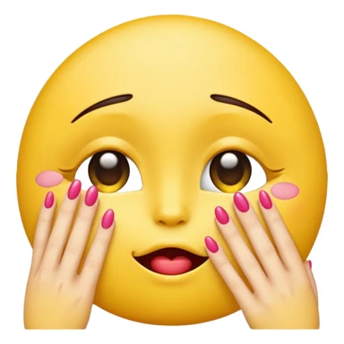 Kissy face closed satisfied eyes and long nails on a regular yellow emoji sticker