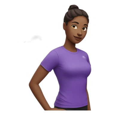 Girl Runner in purple T-shirt and swan logo sticker