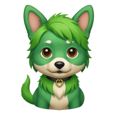 green haired dog with green skin sticker