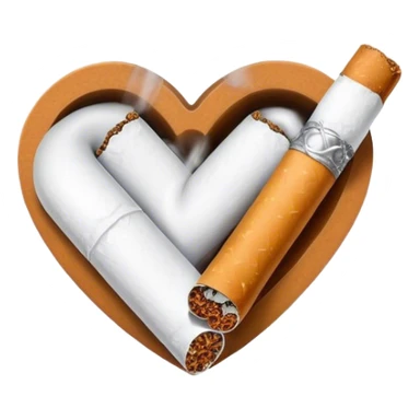 Two cigarettes are making a heart shaped smoke sticker