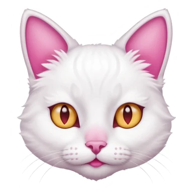 white cat with pink nose and ears sticker