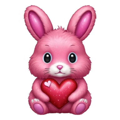 red glitter bunny with heart sticker