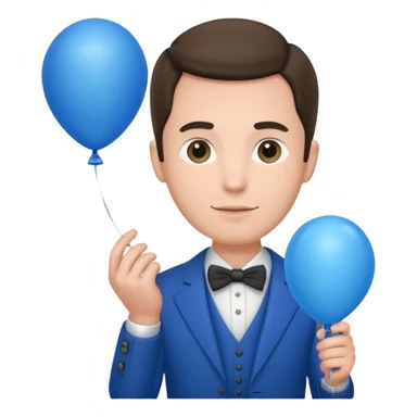 gentleman holding blue balloon sticker