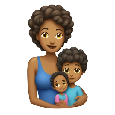 Mamá con una niña y un niño  sticker