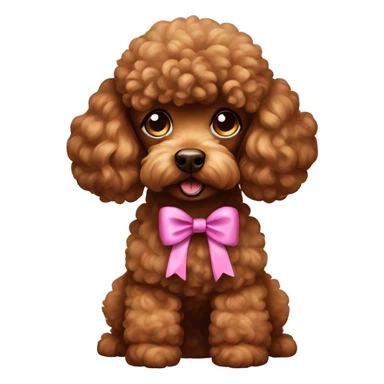 brown poodle with bow sticker