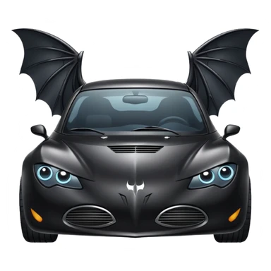 a black car with bat wings sticker