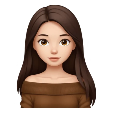 красивая девушка накрашенная брюнетка с длинными прямыми волосами в темно-коричневой кофте со спущенными плечами sticker