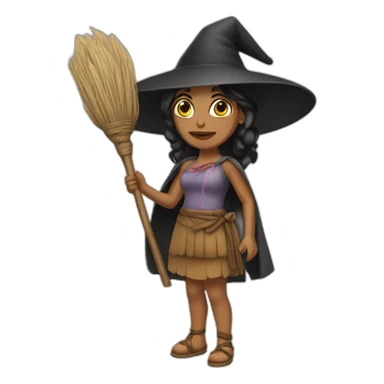 bruja con escoba sticker