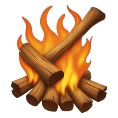 wood on fire sticker