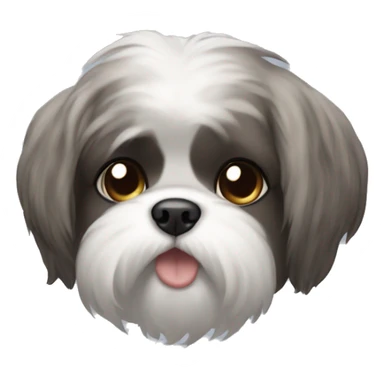 A white Shitzu with brown on her mouth, and a little bit of dark grey fur on her eyes and ears. sticker