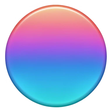 Credit coin in gradient of turquoise, blue, pink, purple, and coral as the main surface sticker