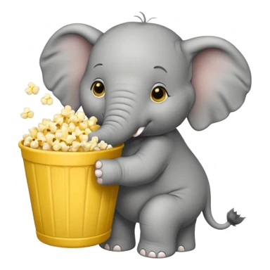 a elephant holding a bucket of popcorn sticker