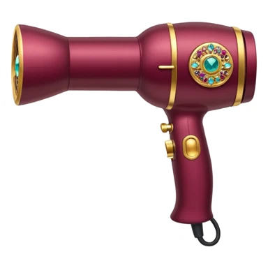 burgundy blow dryer covered in jewelry sticker