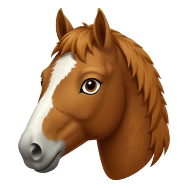 Head of a sorrel horse with a wide white blaze from his forehead, under his forelock, running down his face and under his muzzle, facing forward. sticker