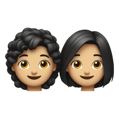 smiling duo with black hairstyle sticker