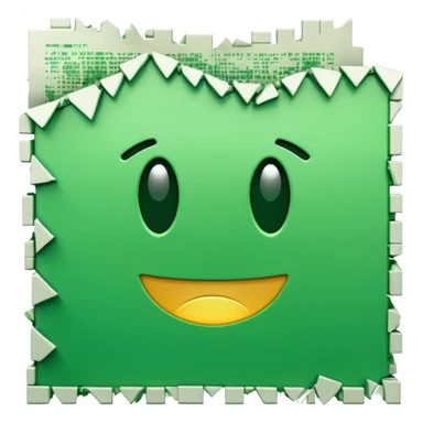3D render of Corrupted File, digital glitch art aesthetic, data corruption visual, white paper icon torn with green digital artifacts, pixelated distortion, emoji style, isolated on white background --v 6.0. sticker