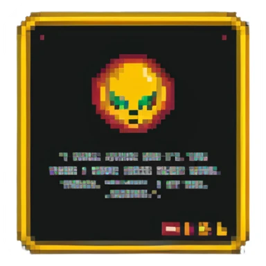 pixel art of a news website with a warning sign representing fake news sticker