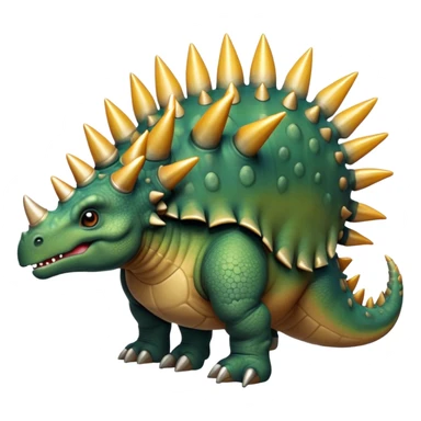 Cinematic Noble Stegosaurus Portrait Emoji, Poised and dignified, with a sturdy, low-slung body adorned by a distinctive row of bony plates along its back and a spiked tail, a small, determined head with observant eyes, Simplified yet sharply defined features, highly detailed, glowing with a soft, earthy radiance, high shine, intelligent and resolute, stylized with an air of ancient armored majesty, focused and alert, soft glowing outline, capturing the essence of a watchful and confident Stegosaurus that appears ready to lumber out of the screen with effortless authority! sticker