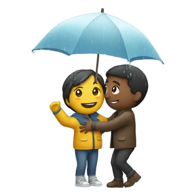 friends playing with a ship in the rain sticker