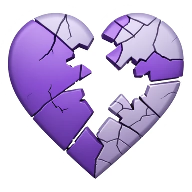 coração quebrado metade branco metade roxo sticker