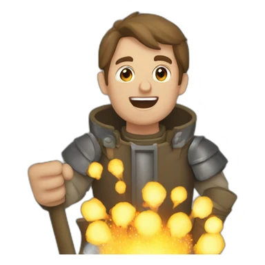 medieval Pyrotechnician seeing some fireworks go off in front of him sticker