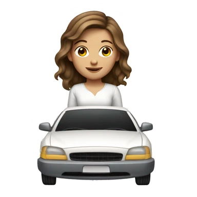 Brown hair Caucasian girl in a white car sticker