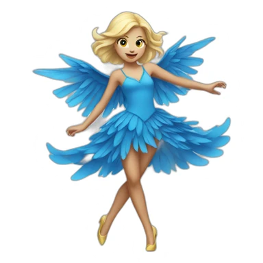 blonde girl dancing in a blue bird costume sticker