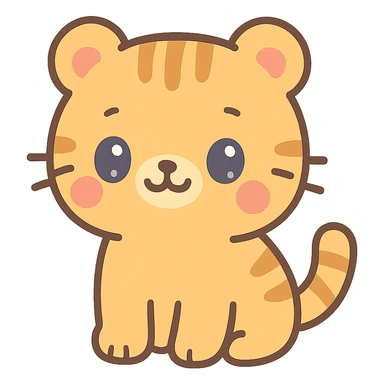 a playful tiger, simple and cute kawaii style sticker