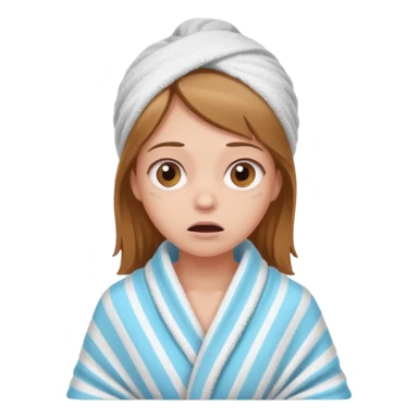 scared clean girl with bath towels sticker
